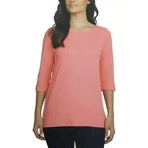 Lands End Womens Boat Neck 3/4 Sleeve Top S Pima Cotton Minimalist Lagen NWT